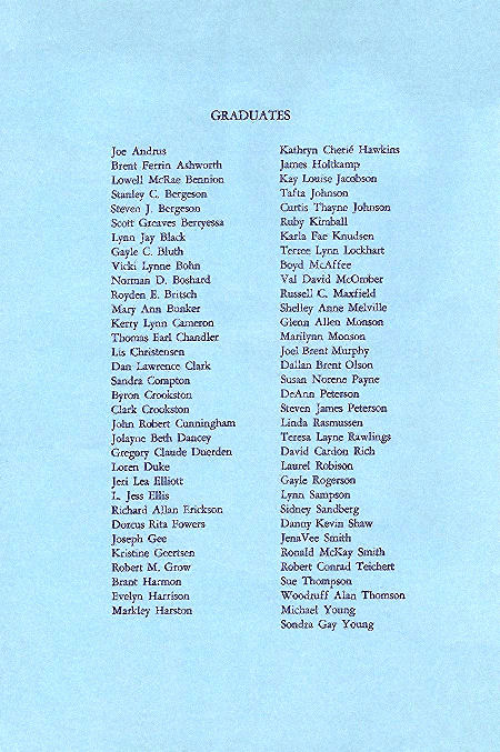 1967 BYH Graduation Program 2-Names